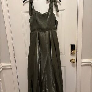 Elegant Olive Green Satin Dress Formal Dress XL NWT